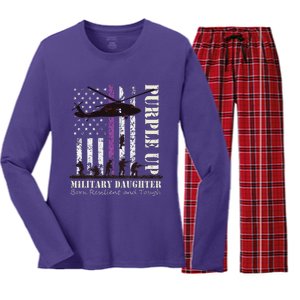 Purple Children's Dress Up Military Children's Month American Flag Women's Long Sleeve Flannel Pajama Set 