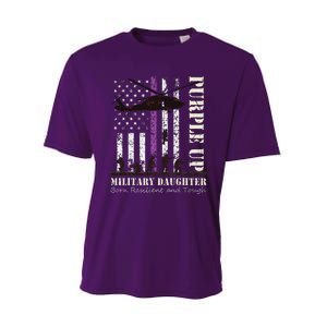 Purple Children's Dress Up Military Children's Month American Flag Performance Sprint T-Shirt