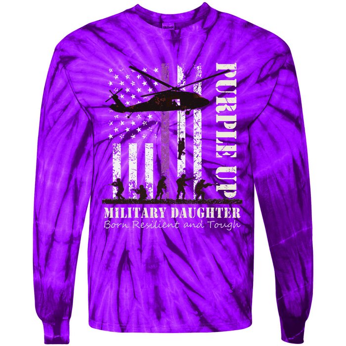 Purple Children's Dress Up Military Children's Month American Flag Tie-Dye Long Sleeve Shirt