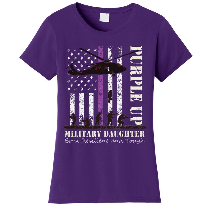 Purple Children's Dress Up Military Children's Month American Flag Women's T-Shirt