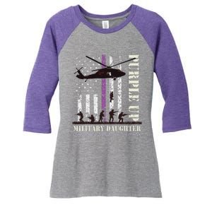 Purple Children's Dress Up Military Children's Month American Flag Women's Tri-Blend 3/4-Sleeve Raglan Shirt