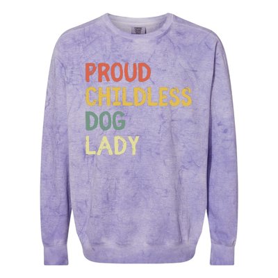 Proud Childless Dog Lady Colorblast Crewneck Sweatshirt