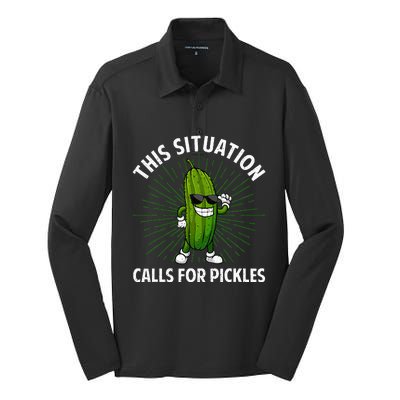 Pickle Cucumber Dill Pickle Lover Silk Touch Performance Long Sleeve Polo