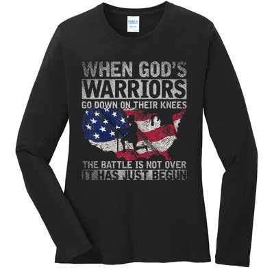 Patriotic Christian Devotee God Christianity Us Flag Jesus Ladies Long Sleeve Shirt