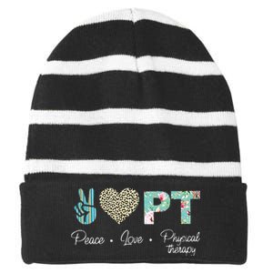 Pit Crew Dad Checkered Flag Hosting Race Car Birthday Partie Striped Beanie with Solid Band