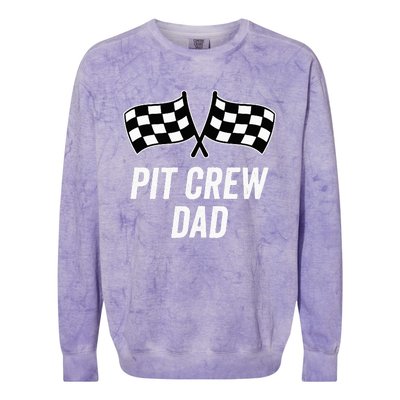 Pit Crew Dad Checkered Flag Hosting Race Car Birthday Partie Colorblast Crewneck Sweatshirt