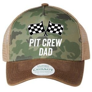 Pit Crew Dad Checkered Flag Hosting Race Car Birthday Partie Legacy Tie Dye Trucker Hat