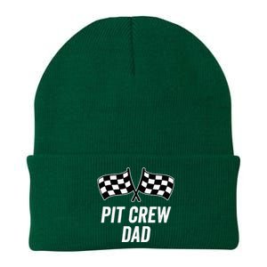 Pit Crew Dad Checkered Flag Hosting Race Car Birthday Partie Knit Cap Winter Beanie