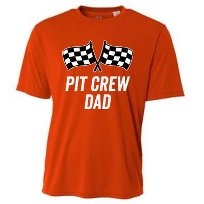 Pit Crew Dad Checkered Flag Hosting Race Car Birthday Partie Cooling Performance Crew T-Shirt