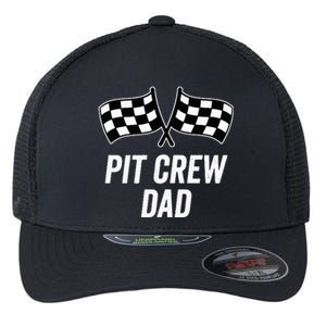 Pit Crew Dad Checkered Flag Hosting Race Car Birthday Partie Flexfit Unipanel Trucker Cap