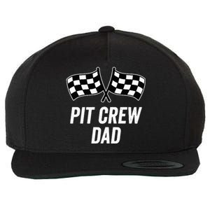 Pit Crew Dad Checkered Flag Hosting Race Car Birthday Partie Wool Snapback Cap