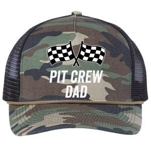 Pit Crew Dad Checkered Flag Hosting Race Car Birthday Partie Retro Rope Trucker Hat Cap