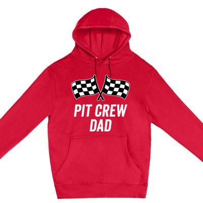 Pit Crew Dad Checkered Flag Hosting Race Car Birthday Partie Premium Pullover Hoodie