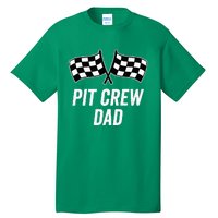 Pit Crew Dad Checkered Flag Hosting Race Car Birthday Partie Tall T-Shirt