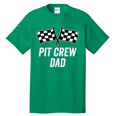 Pit Crew Dad Checkered Flag Hosting Race Car Birthday Partie Tall T-Shirt