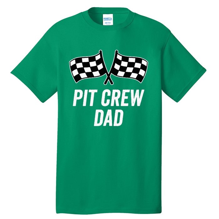 Pit Crew Dad Checkered Flag Hosting Race Car Birthday Partie Tall T-Shirt