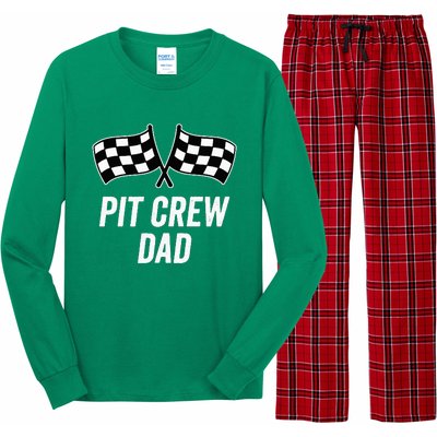 Pit Crew Dad Checkered Flag Hosting Race Car Birthday Partie Long Sleeve Pajama Set