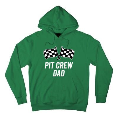 Pit Crew Dad Checkered Flag Hosting Race Car Birthday Partie Tall Hoodie