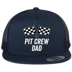 Pit Crew Dad Checkered Flag Hosting Race Car Birthday Partie Flat Bill Trucker Hat