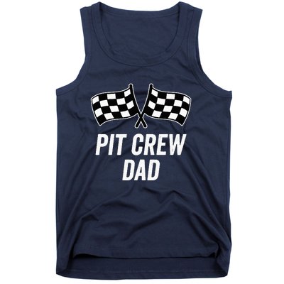 Pit Crew Dad Checkered Flag Hosting Race Car Birthday Partie Tank Top