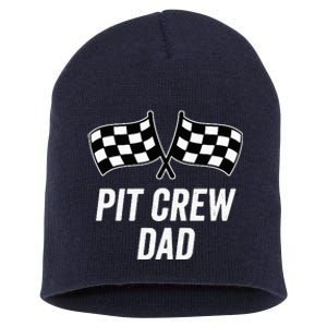 Pit Crew Dad Checkered Flag Hosting Race Car Birthday Partie Short Acrylic Beanie