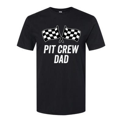 Pit Crew Dad Checkered Flag Hosting Race Car Birthday Partie Softstyle CVC T-Shirt