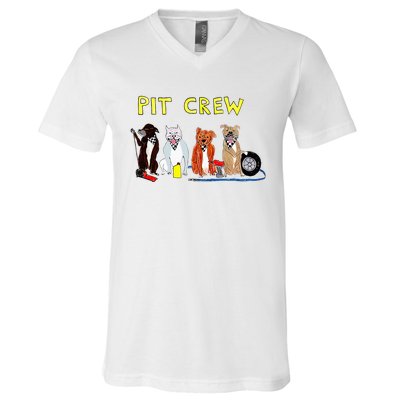 Pit Crew Dogs Funny For Women V-Neck T-Shirt