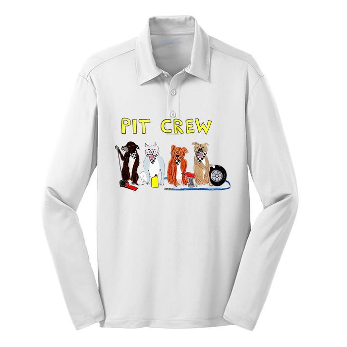 Pit Crew Dogs Funny For Women Silk Touch Performance Long Sleeve Polo