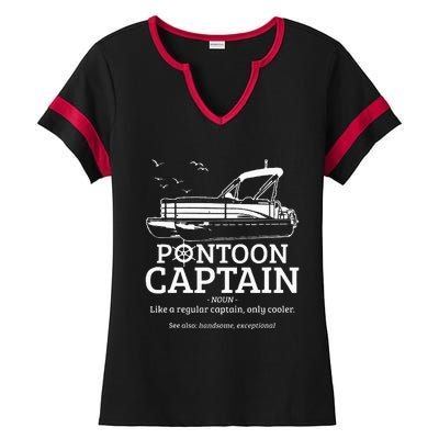 Pontoon Captain Definition Funny Pontoon Boat Boating Gift Ladies Halftime Notch Neck Tee