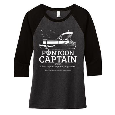 Pontoon Captain Definition Funny Pontoon Boat Boating Gift Women's Tri-Blend 3/4-Sleeve Raglan Shirt