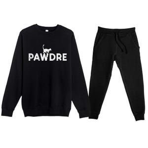 Pawdre Cat Dad Cute Fur Papa Fathers Day Pet Paw Daddy Premium Crewneck Sweatsuit Set