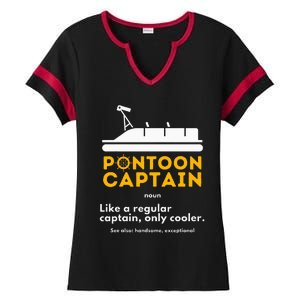 Pontoon Captain Definition Funny Boat Pontooning Boating Ladies Halftime Notch Neck Tee