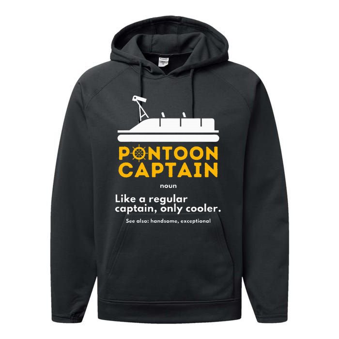 Pontoon Captain Definition Funny Boat Pontooning Boating Performance Fleece Hoodie