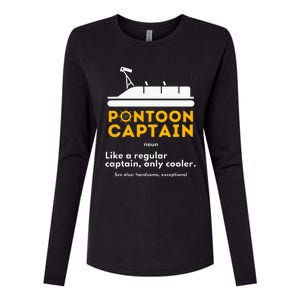 Pontoon Captain Definition Funny Boat Pontooning Boating Womens Cotton Relaxed Long Sleeve T-Shirt