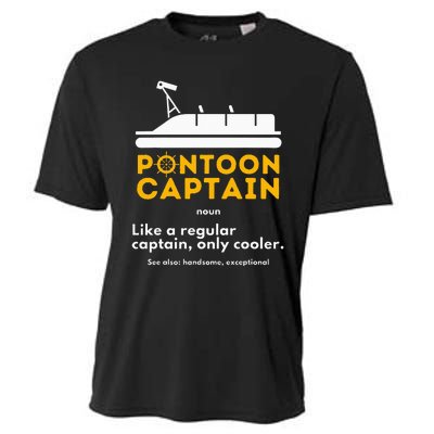 Pontoon Captain Definition Funny Boat Pontooning Boating Cooling Performance Crew T-Shirt