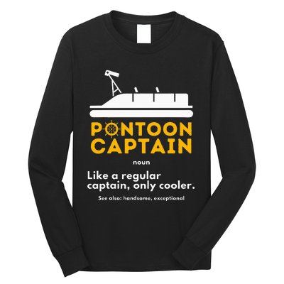 Pontoon Captain Definition Funny Boat Pontooning Boating Long Sleeve Shirt