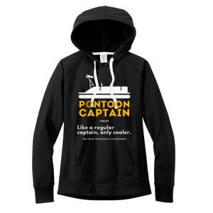 Pontoon Captain Definition Funny Boat Pontooning Boating Women's Fleece Hoodie