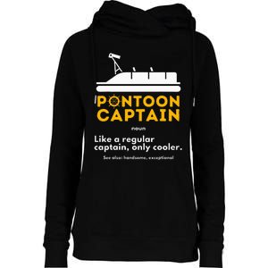 Pontoon Captain Definition Funny Boat Pontooning Boating Womens Funnel Neck Pullover Hood