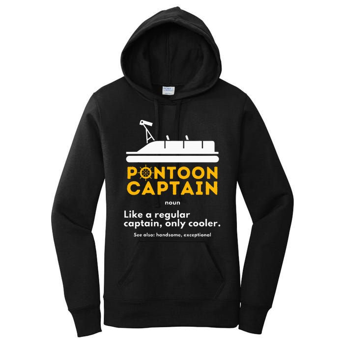 Pontoon Captain Definition Funny Boat Pontooning Boating Women's Pullover Hoodie