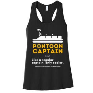 Pontoon Captain Definition Funny Boat Pontooning Boating Women's Racerback Tank