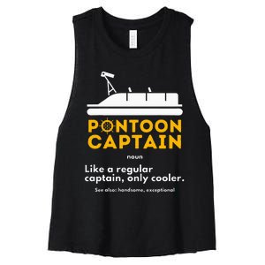 Pontoon Captain Definition Funny Boat Pontooning Boating Women's Racerback Cropped Tank