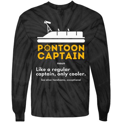 Pontoon Captain Definition Funny Boat Pontooning Boating Tie-Dye Long Sleeve Shirt