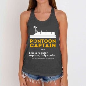 Pontoon Captain Definition Funny Boat Pontooning Boating Women's Knotted Racerback Tank