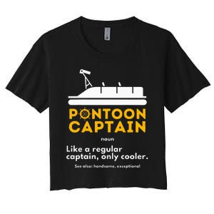 Pontoon Captain Definition Funny Boat Pontooning Boating Women's Crop Top Tee