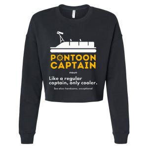 Pontoon Captain Definition Funny Boat Pontooning Boating Cropped Pullover Crew