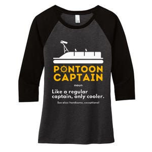 Pontoon Captain Definition Funny Boat Pontooning Boating Women's Tri-Blend 3/4-Sleeve Raglan Shirt