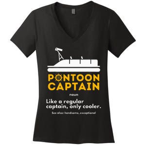 Pontoon Captain Definition Funny Boat Pontooning Boating Women's V-Neck T-Shirt