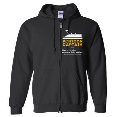 Pontoon Captain Definition Funny Boat Pontooning Boating Full Zip Hoodie