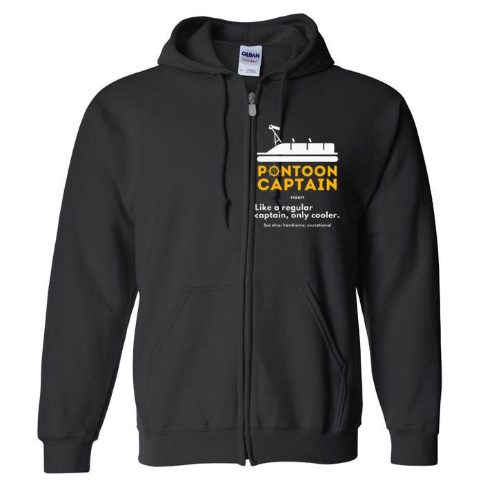 Pontoon Captain Definition Funny Boat Pontooning Boating Full Zip Hoodie