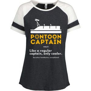 Pontoon Captain Definition Funny Boat Pontooning Boating Enza Ladies Jersey Colorblock Tee